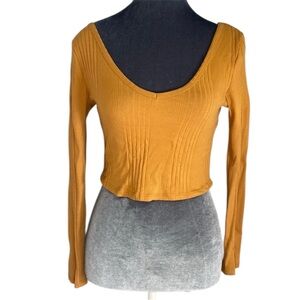 Arizona Jean Co. Off-the-shoulder Ribbed Cropped Long Sleeve